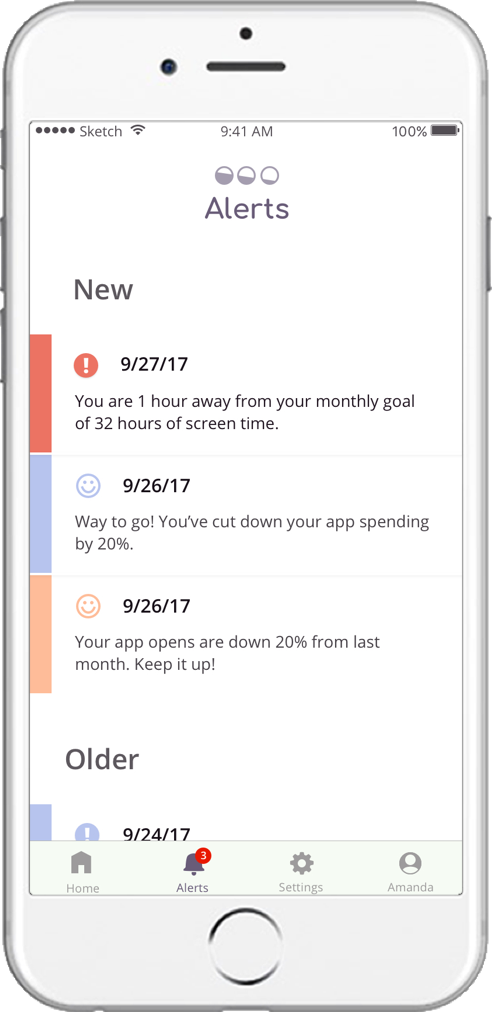 Habit app alerts screen